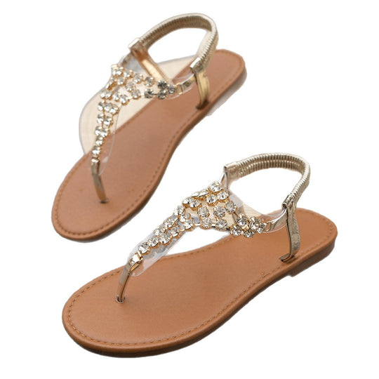 Damen Zehentrenner-Sandalen mit funkelnden Strass-Applikationen R&B