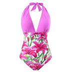 Damen Badeanzug mit floralem Design und modischem Überrock R&B