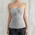 Damen Trägershirt mit Rüschendetails und Knopfverschluss R&B