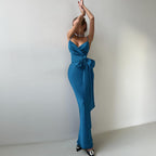 Damen elegantes Abendkleid mit Chiffon-Schleife R&B