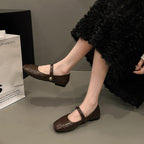 Damen Ballerinas mit elegantem Riemen und weicher Lederoberfläche R&B