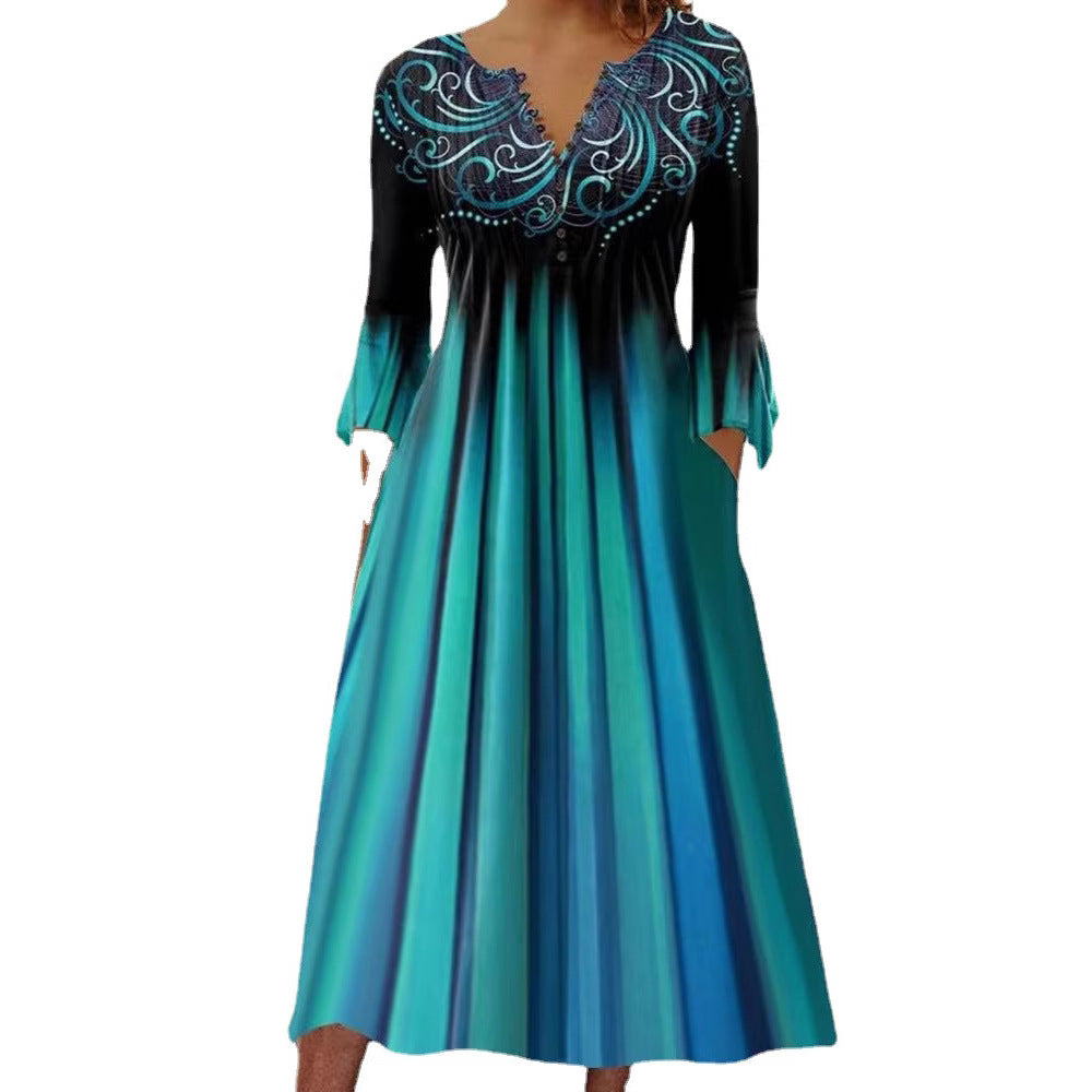 Damen Midikleid mit eleganter Bestickung und fließendem Schnitt R&B