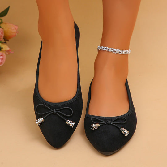 Damen Ballerinas mit dezentem Strassdetail und modischer Schleife R&B