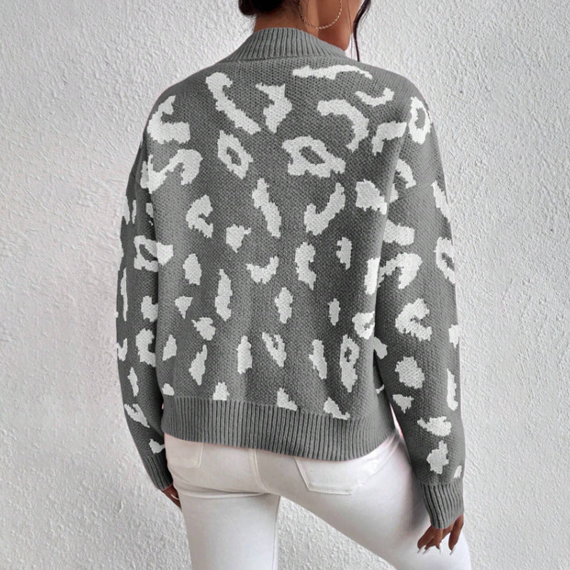 Damen modischer Pullover mit auffälligem Tiermuster und bequemer Passform R&B