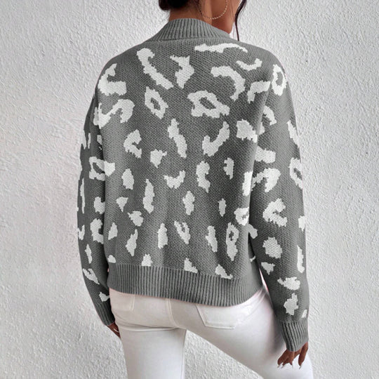 Damen modischer Pullover mit auffälligem Tiermuster und bequemer Passform R&B