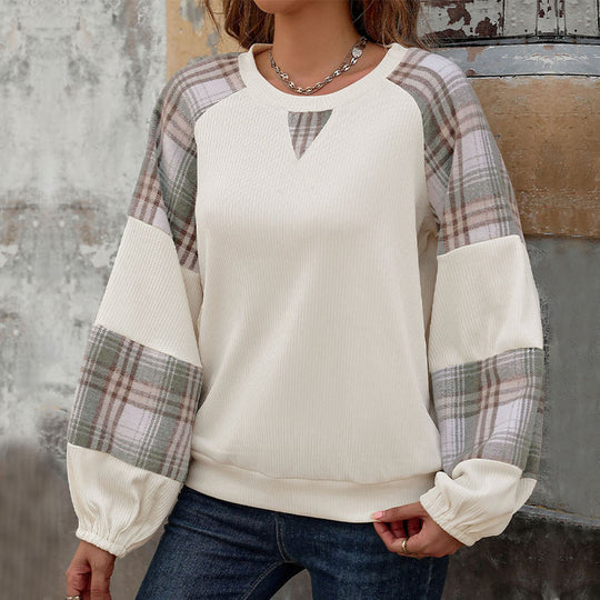 Damen lässiger Pullover mit Karoden und modischem Schnitt R&B