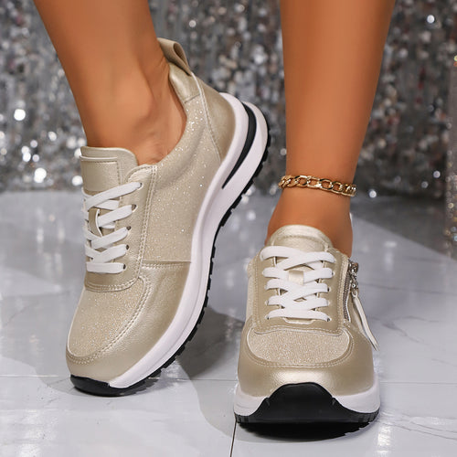 Damen sportliche Sneakers mit praktischem Reißverschluss R&B