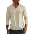 Herren Langarm-Shirt mit modernem V-Ausschnitt und strukturiertem Design R&B