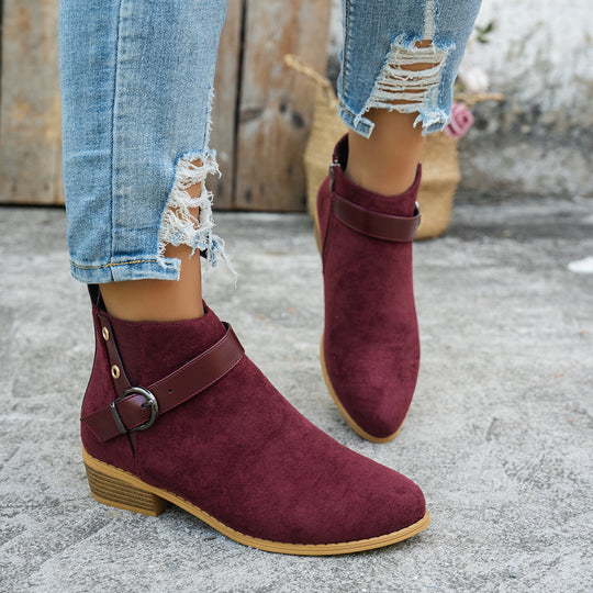 Damen modische Stiefeletten mit elegantem Riemen und rutschfester Sohle R&B