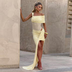 Damen Raffiniertes Maxikleid mit asymmetrischem Design und figurnaher Passform R&B