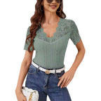 Damen Spitzen Bluse mit romantischen Details R&B