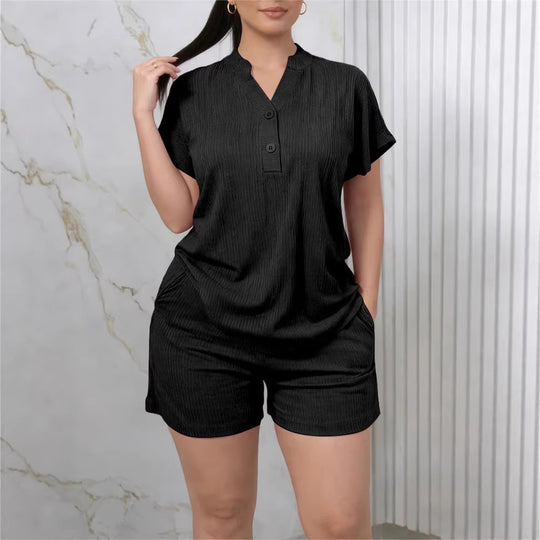 Damen Freizeit-Jumpsuit mit Knopfleiste und seitlichen Taschen R&B