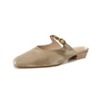 Damen elegante Mules mit dekorativem Riemen und glänzender Schnalle
