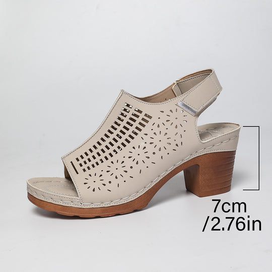 Damen Sandaletten mit durchbrochenem Design und komfortablem Blockabsatz R&B