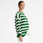 Damen lässiger Oversize-Pullover mit Streifenmuster R&B