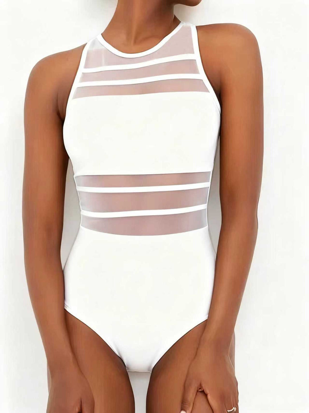 Damen Sportlicher Einteiler mit transparenten Einsätzen R&B