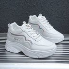 Damen Sportliche Sneakers mit modischer Plateau-Sohle und atmungsaktiver Obermaterialstruktur R&B
