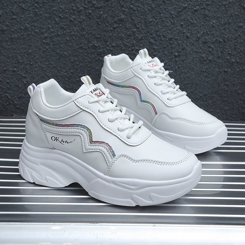 Damen Sportliche Sneakers mit modischer Plateau-Sohle und atmungsaktiver Obermaterialstruktur R&B
