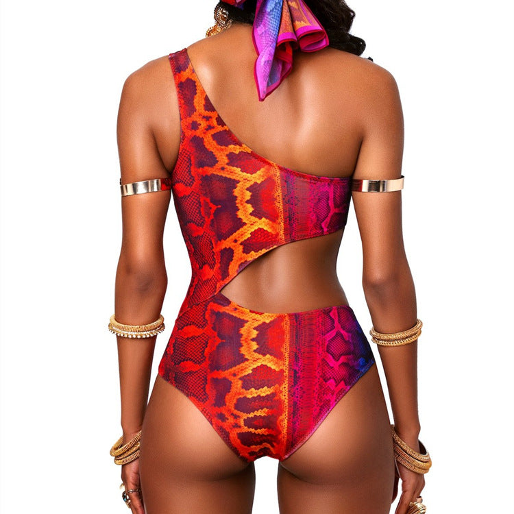 Damen asymmetrischer Cut-Out Badeanzug R&B
