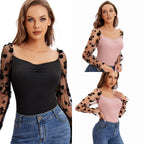 Damen Body mit floralen Puffärmeln und elegantem Design R&B