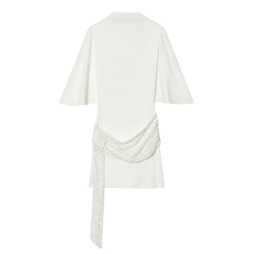 Damen elegantes Oberteil mit geschwungenem Saum und funkelnden Applikationen R&B