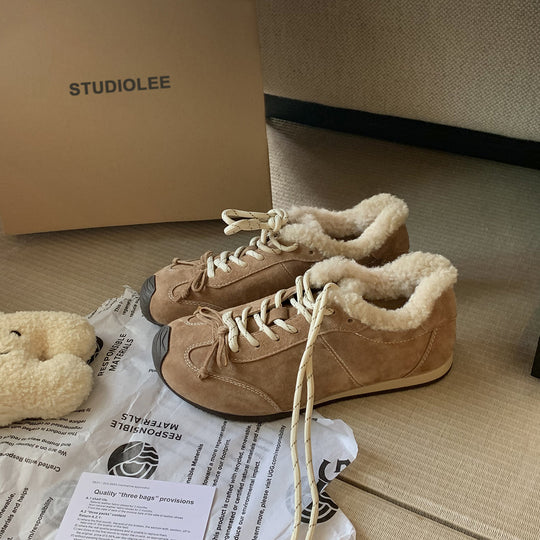 Damen Sportliche Winter-Sneaker mit kuscheligem Kunstfellkragen und rutschfester Sohle R&B