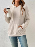 Damen gemütlicher Hoodie mit Rippenstruktur und praktischer Kängurutasche R&B