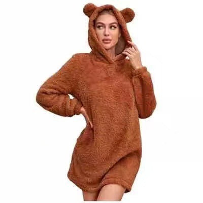 Damen Kuscheliger Hoodie mit Bärenohren R&B