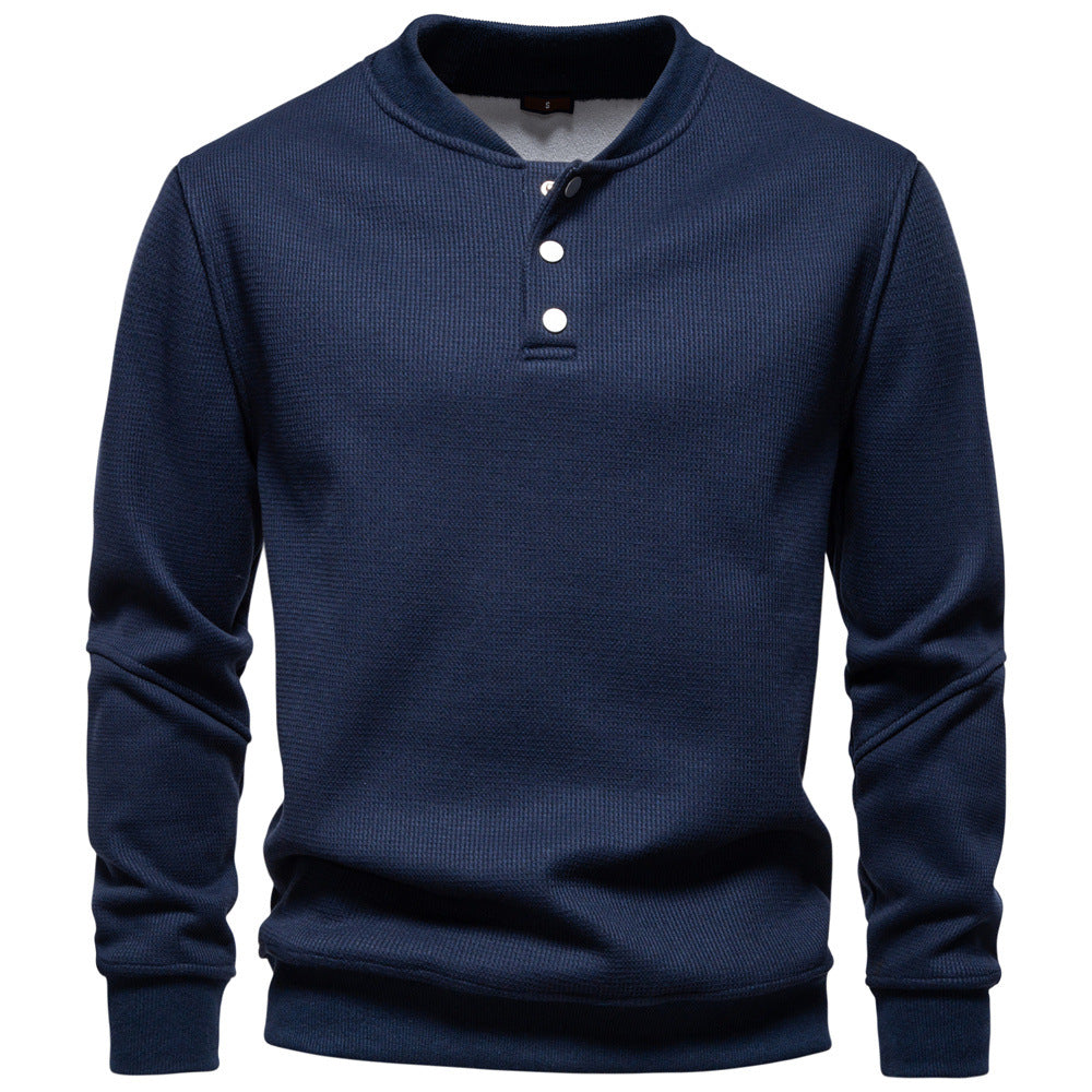 Herren Langarm-Pullover mit Knopfleiste und strukturiertem Gewebe R&B