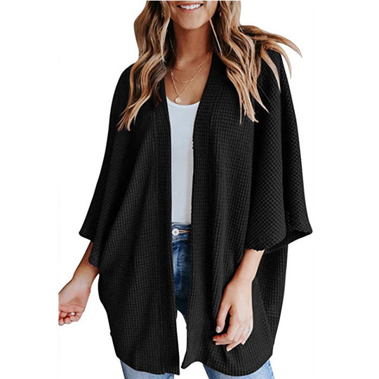 Damen lässiger Strickjacke im Waffelmuster R&B