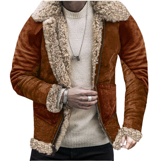 Herren Teddy-Lederjacke mit warmem Innenfutter R&B