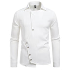 Herren Hemd mit asymmetrischem Knopfdesign und modernem Kragen R&B