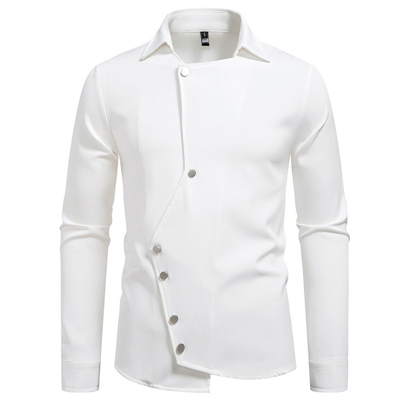 Herren Hemd mit asymmetrischem Knopfdesign und modernem Kragen R&B