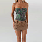 Damen Bustieroberteil mit floralem Muster und taillierter Silhouette