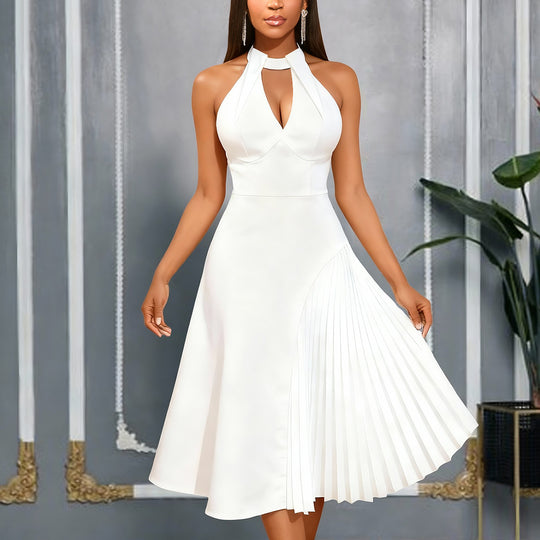Damen Elegantes Midikleid mit Plissee-Detail R&B