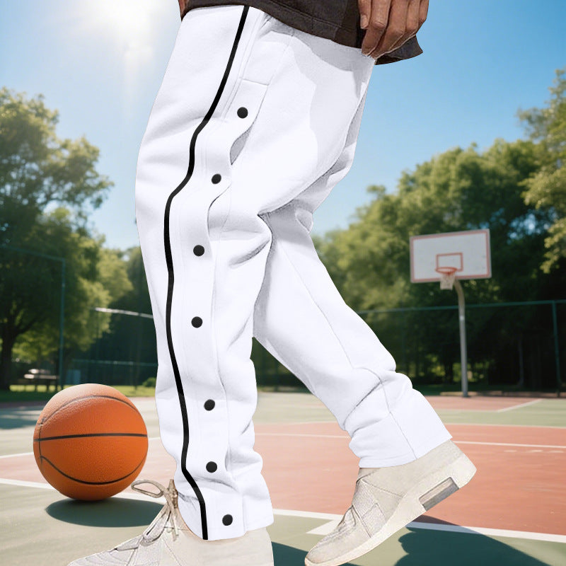 Herren Sportliche Jogginghose mit seitlichen Druckknöpfen und elastischem Bund R&B