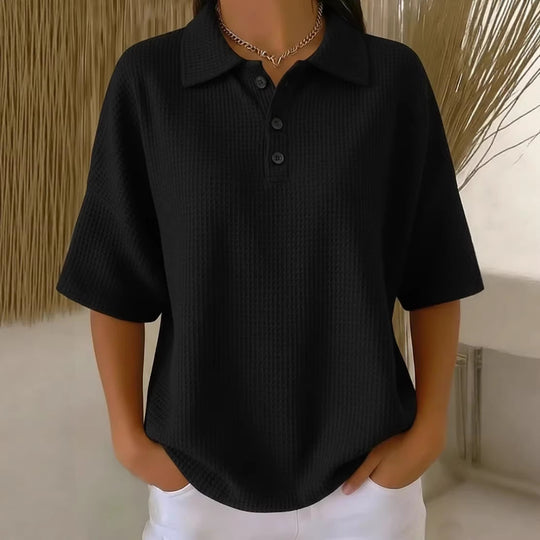 Damen sportliches Poloshirt aus Waffelpiqué R&B