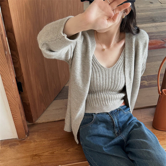 Damen Weicher Langarm-Cardigan mit Knopfleiste und bequemer Passform R&B
