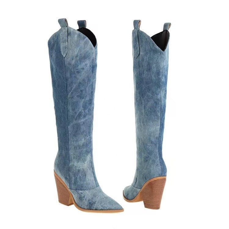 Knöchelhohe bestickte Wildleder- und Kunstleder-Cowboy-Stiefel - Mary R&B