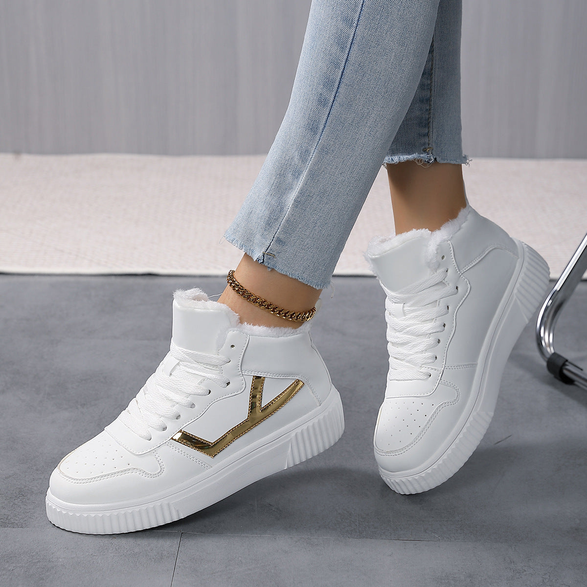 Damen Hohe Sneaker mit warmem Futter und rutschfester Sohle