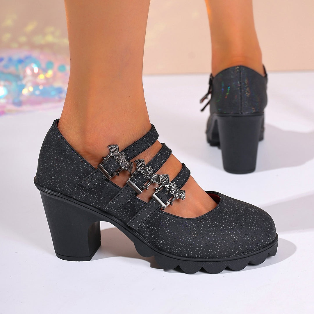 Damen Plateau-Pumps mit dekorativen Riemen und bequemer Sohle R&B