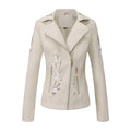 Damen modische Bikerjacke mit floralem Stickmuster
