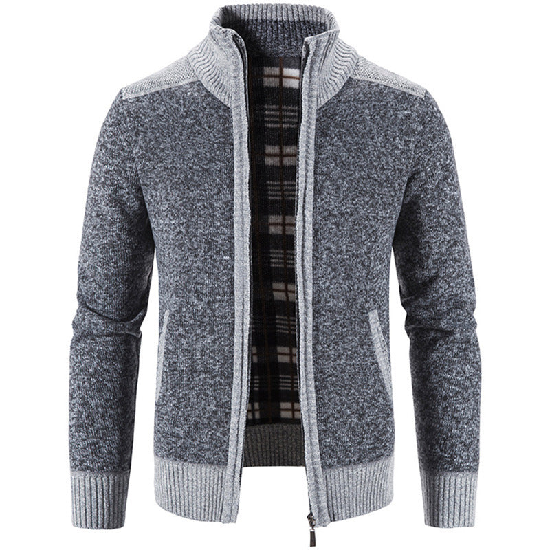 Herren Strickjacke mit modernem Stehkragen und strukturiertem Design R&B