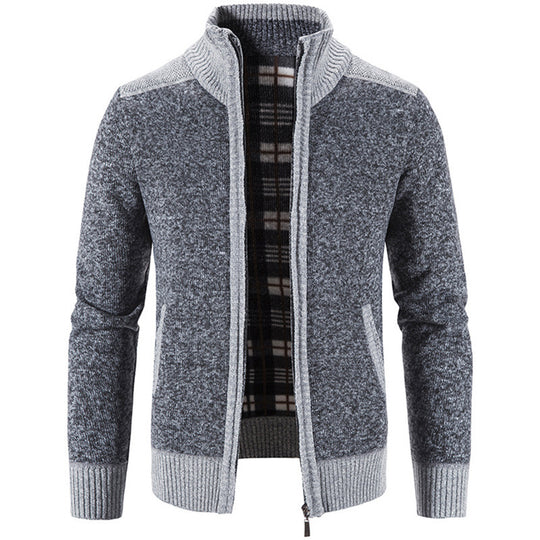 Herren Strickjacke mit modernem Stehkragen und strukturiertem Design R&B
