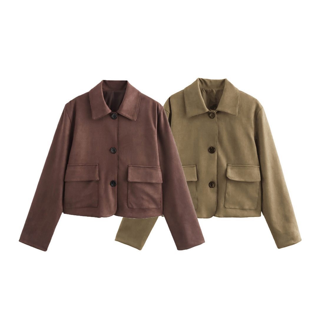 Damen modische und hochqualitative Übergangsjacke mit großen aufgesetzten Taschen R&B