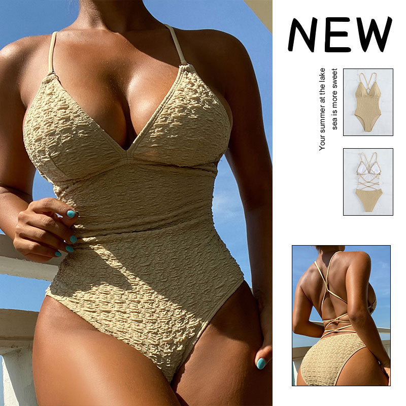 Damen Hochgeschnittener Badeanzug mit raffinierten Rüschendetails R&B