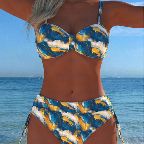 Damen Bikini-Set mit floralem Leopardenmuster und komfortablem Schnitt R&B