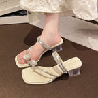 Damen elegante Blockabsatzsandalen mit funkelnden Strassdetails EB