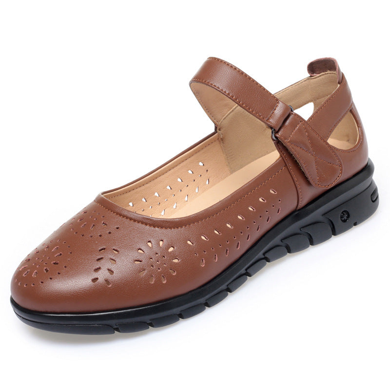 Damen Atmungsaktive Ballerinas mit verstellbarem Riemen und modischem Lochmuster R&B