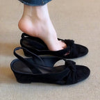 Damen Elegante Keil-Sandalen mit Knoten-Detail